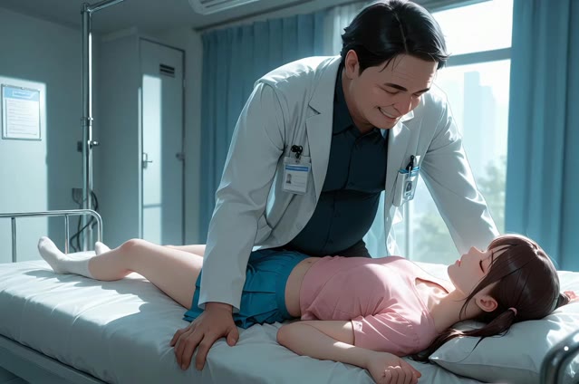 143192382-眠っている患者のおっぱいを揉む悪徳医師